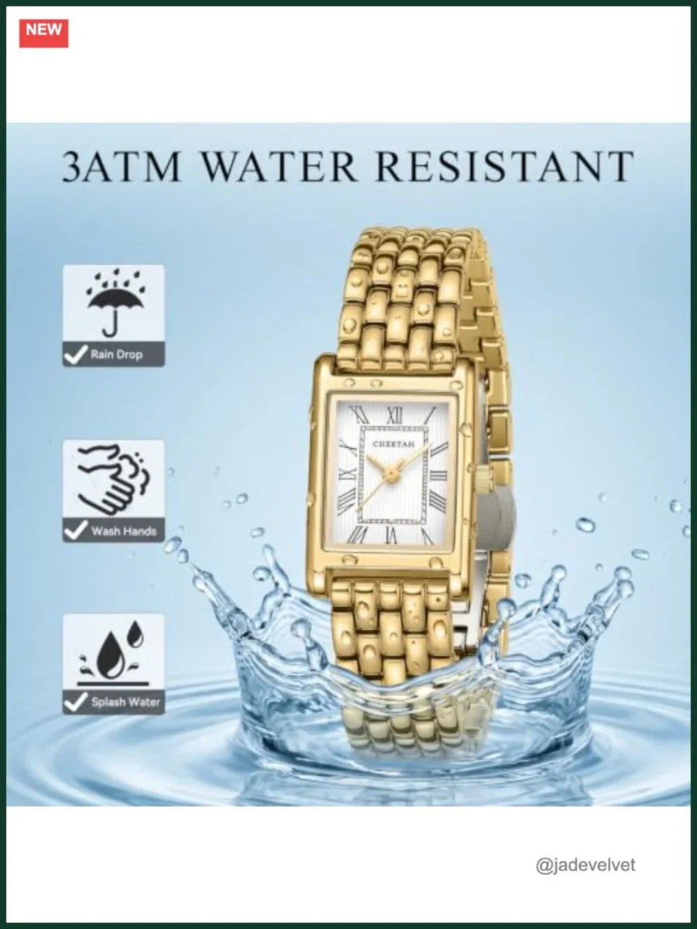CHEETAH Women's Stainless Steel Rectangular Roman Numeral Watch Vintage